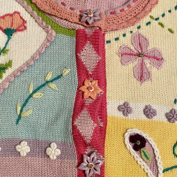 VTG Sweater Women's M That Sweater Beaded Beautiful Floral Designs Nice - Picture 9 of 12